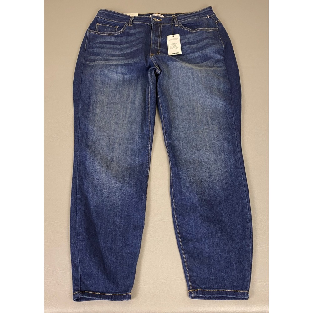 Judy Blue Jeans Handsand Relaxed Fit Plus 18W Dark Blue High Rise Made USA NWT